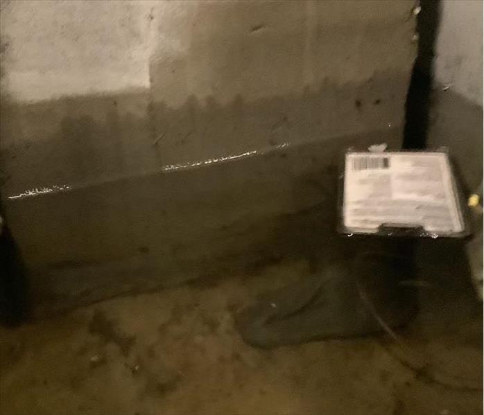 Standing water in a basement.