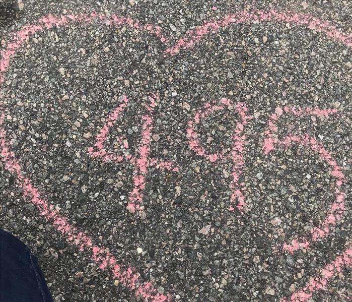Chalk drawing of 495 in a heart